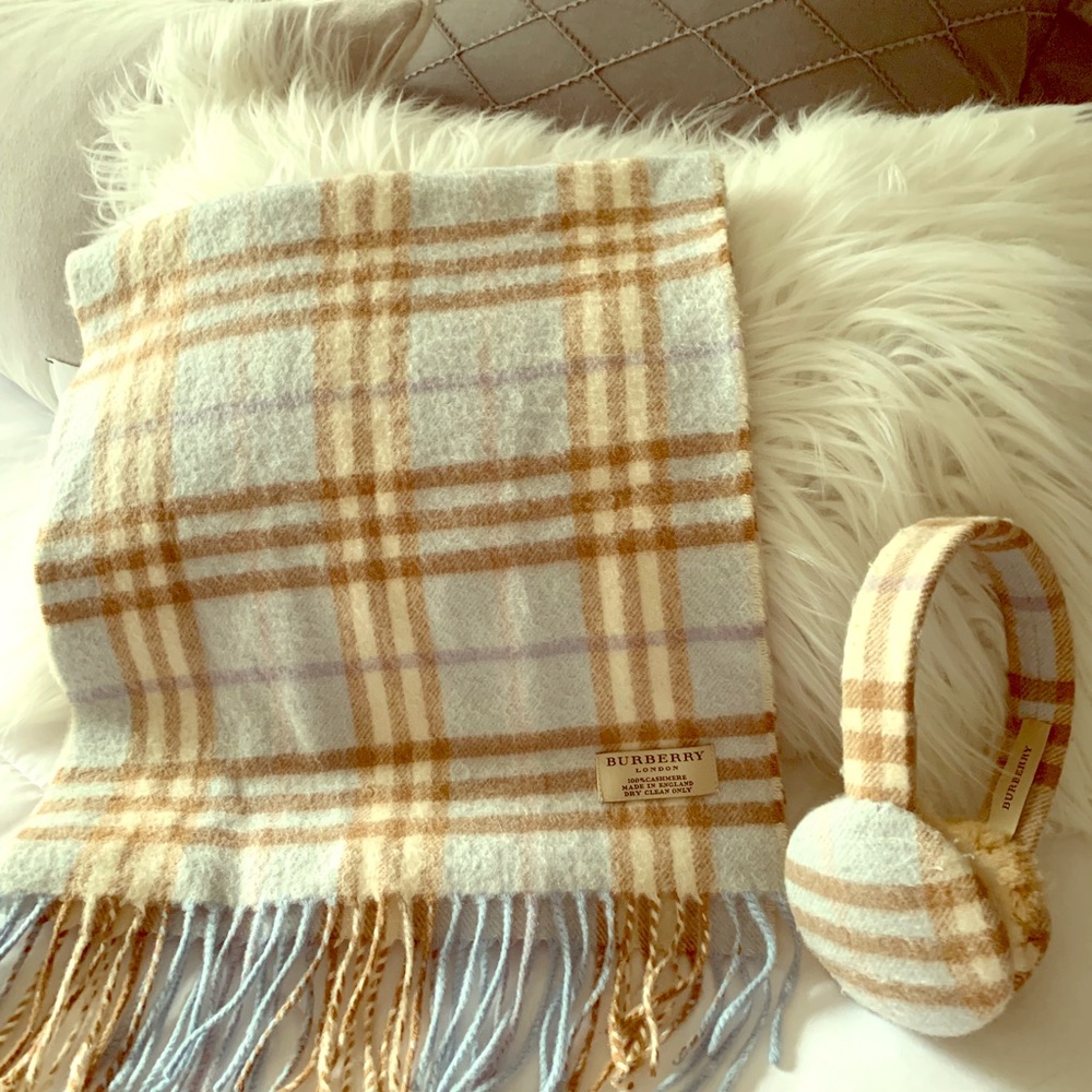 Burberry Cashmere Scarf & Earmuffs Set - Authentic